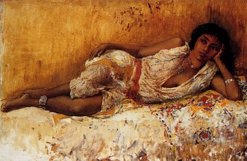 Moorish Girl Lying On A Couch Persian Egyptian Indian Edwin Lord Weeks Oil Paintings